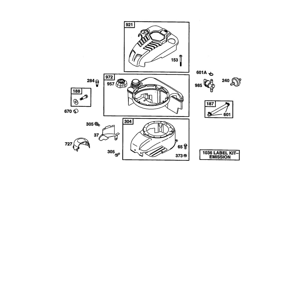 Fuel Tank Diagram and Parts List for 121602-0190  Briggs and Stratton Engine